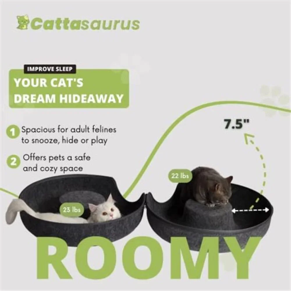 Large Cat Cave Tunnel Bed Donut Hideaway Scratch Felt Dark Gray